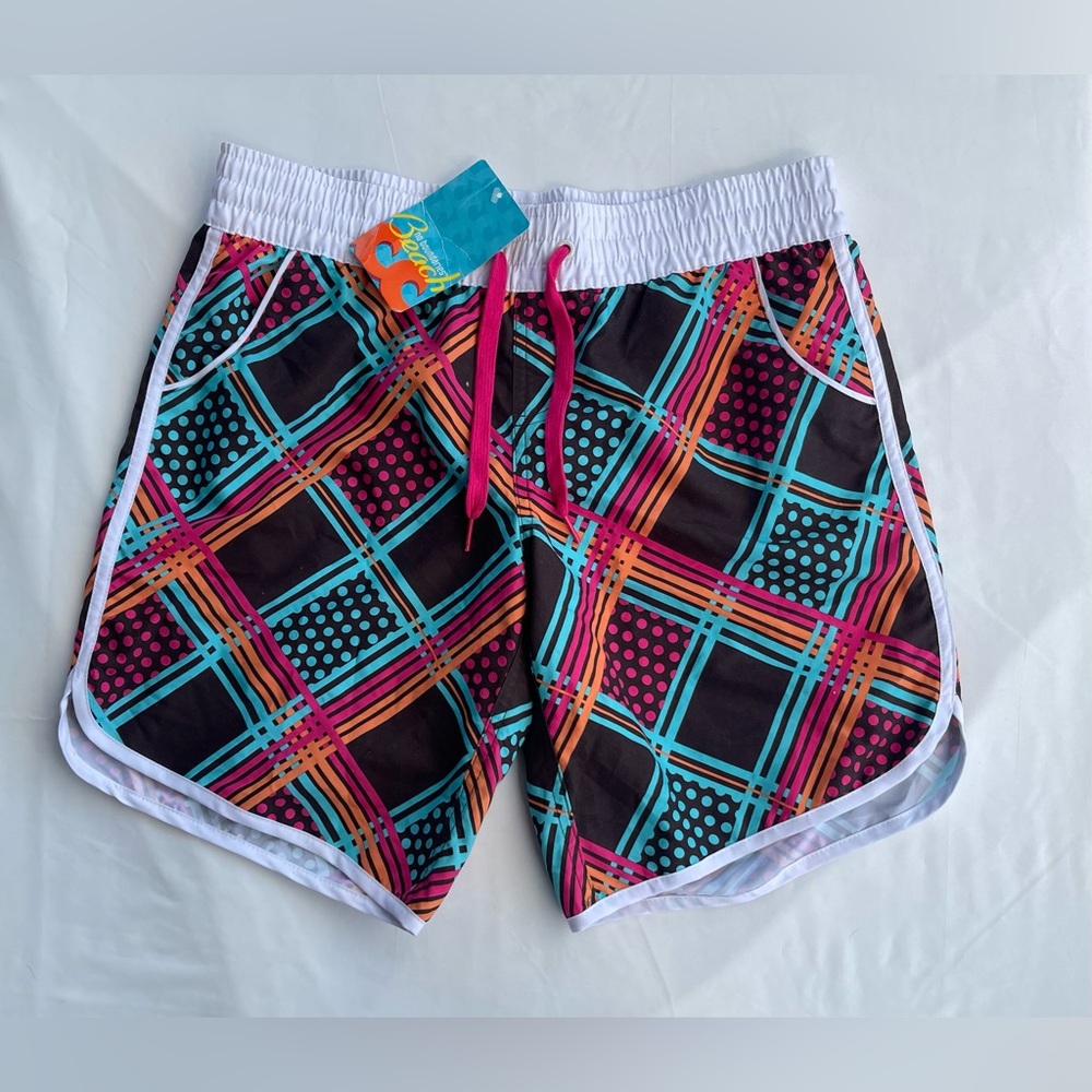 Juniors Girls Size 7/9 Swim Shorts with Geometric Pattern